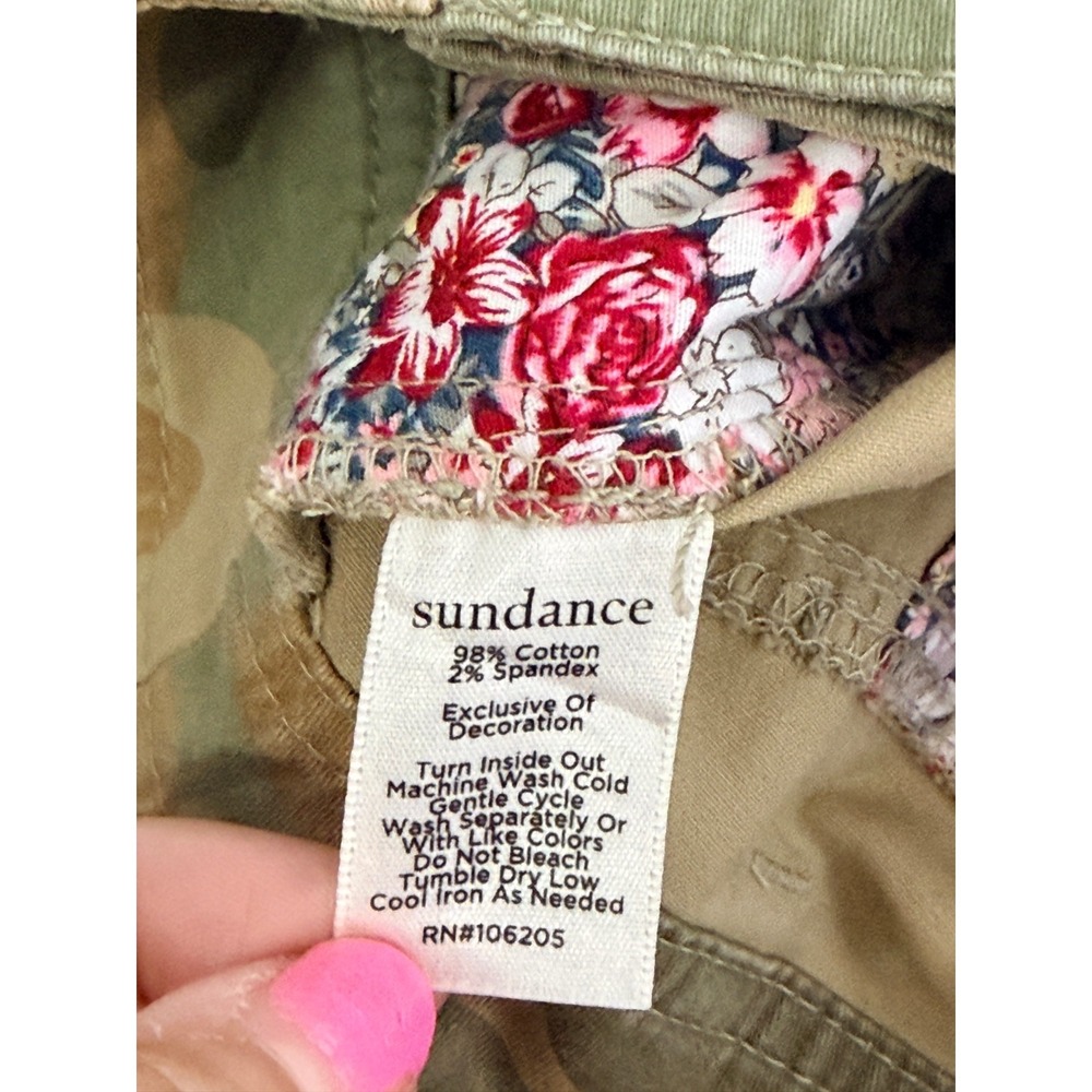 Sundance Botanic Cargo Jogger Pants Womens Petite 4 Crop Zip Hem Casual Utility - Picture 13 of 16